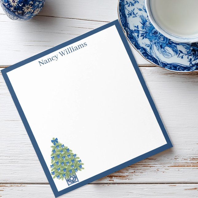 Bloco De Notas Árvore de Natal em Chinoiserie (Chinoiserie Christmas Tree Notepad)