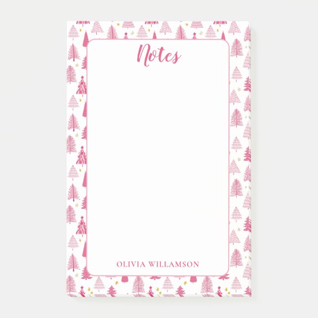 Bloco De Notas Árvore de Natal rosa (Frente)