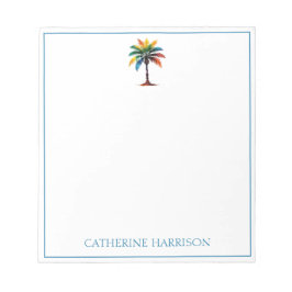 Bloco De Notas Árvore Palm de Cores d'Água Colorida Personalizada