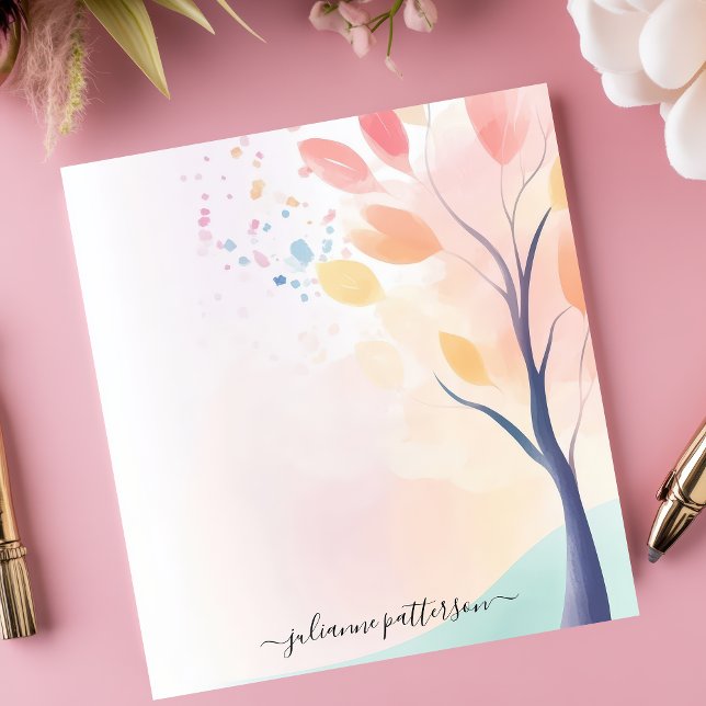 Bloco De Notas Árvore Personalizada com Nome em Aquarela Pastel A (Criador carregado)
