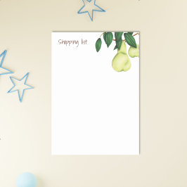 Bloco De Notas Árvore Verde de Fruta de Pear da Lista de Compro M