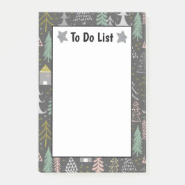 Bloco De Notas Árvores de Natal e Casas Cor-de-rosa Amarelo