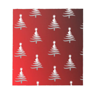 Bloco De Notas Árvores de Natal Prateadas em Vermelho