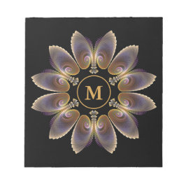 Bloco De Notas Asas de Anjo Abstratas Mandala Monograma Fractal