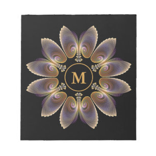 Bloco De Notas Asas de Anjo Abstratas Mandala Monograma Fractal