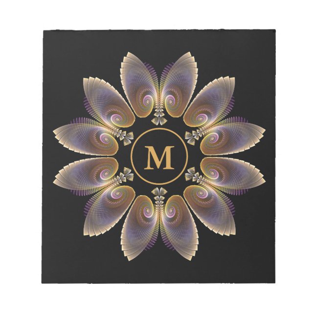 Bloco De Notas Asas de Anjo Abstratas Mandala Monograma Fractal (Frente)