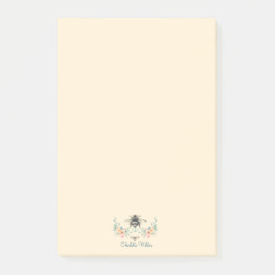 Bloco De Notas Assinatura de Script Personalizada de Bee Floral