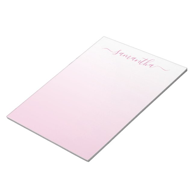 Bloco De Notas Assinatura Feminina com Gradiente de Branco a Rosa (Inclinado)