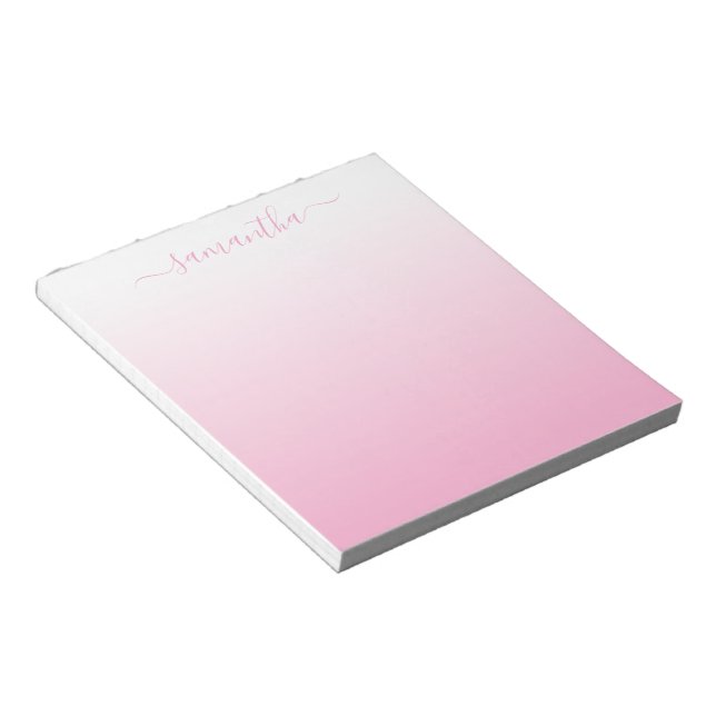 Bloco De Notas Assinatura Feminina com Gradiente Suave Rosa Claro (Inclinado)