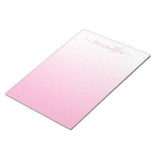 Bloco De Notas Assinatura Feminina com Gradiente Suave Rosa Claro
