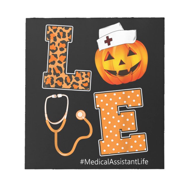 Bloco De Notas Assistente Médica Amor Leopardo Halloween Abóbora (Frente)