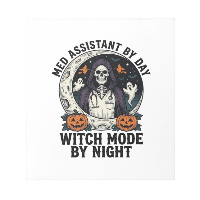 Bloco De Notas Assistente Médico Bruxas de Halloween Gravura Vint (Frente)