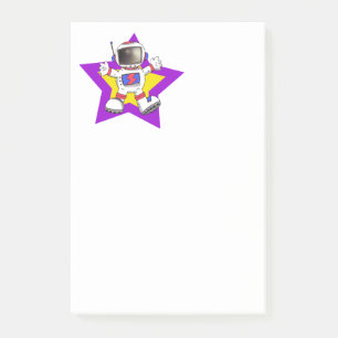 Bloco De Notas Astronauta de Desenho Animado em Design de Estrela