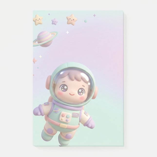 Bloco De Notas Astronauta Fofo Kawaii Espaço  (Frente)