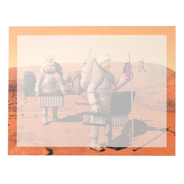 Bloco De Notas Astronautas Montando Equipamento Meteorológico Em  (Frente)