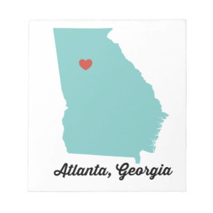Bloco De Notas Atlanta, GA - coração gráfico Atlanta Geórgia desi