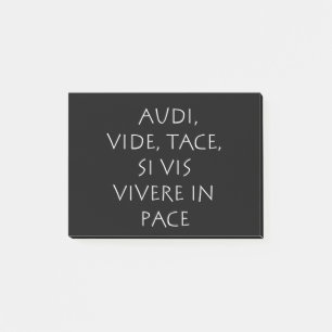 Bloco De Notas Audi vide tace si vis vivere in pace