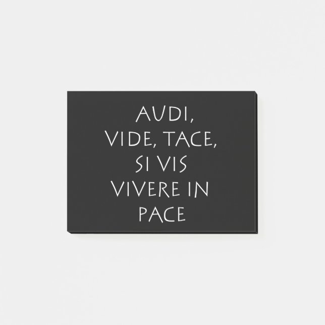 Bloco De Notas Audi vide tace si vis vivere in pace (Frente)