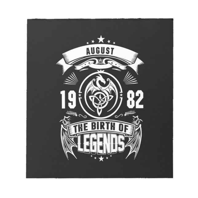 Bloco De Notas August Gift | 1982 Nascimento Das Legendas (Frente)