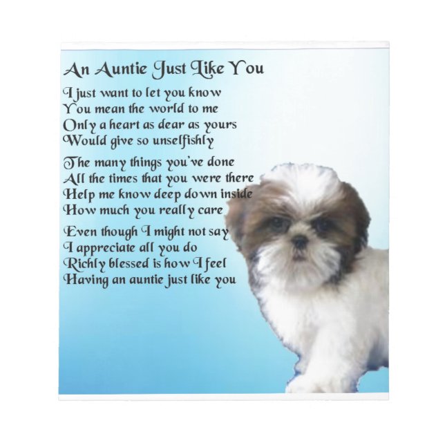 Bloco De Notas Auntie Poem - Design de Shih Tzu Dog (Frente)