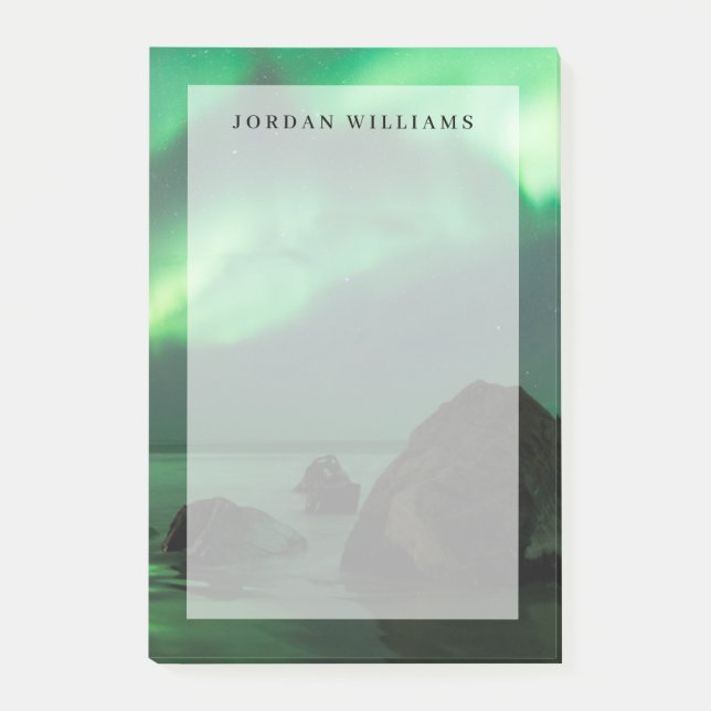 Bloco De Notas Aurora Borealis | Lofoten Beach Norway (Frente)