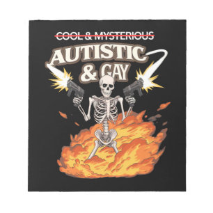 Bloco De Notas Autista e esqueleto Gay Engraçado Autismo consciên