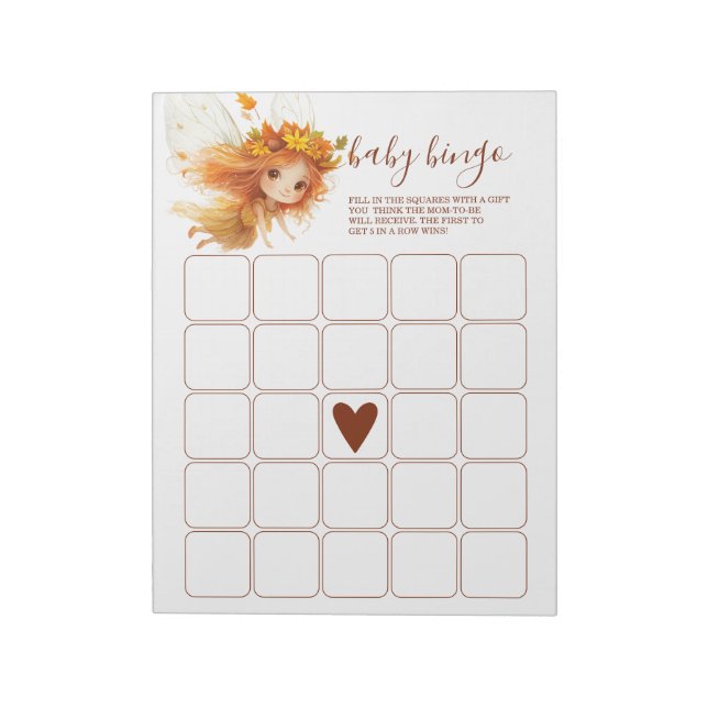 Bloco De Notas Autumn Fairy Woodland Baby Bingo (Invertido)