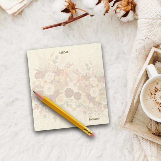 Bloco De Notas Autumn Florals Personalizam o Uso e o Nome (Criador carregado)