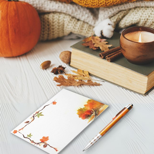 Bloco De Notas Autumn Watercolor (Watercolor Orange Funtional Autumn Notepad)