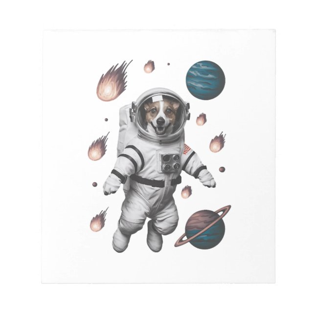 Bloco De Notas Aventura Espacial Com Um Astronauta Cachorro (Frente)