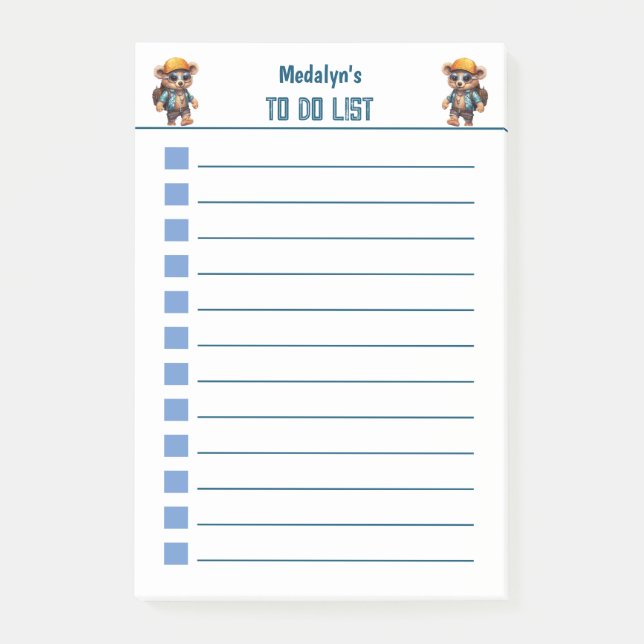 Bloco De Notas Aventuras Sunny com Urso de Beachy - Prontos para  (Frente)