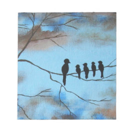 Bloco De Notas Aves Em Árvore Em Arte De Abstrato Céu