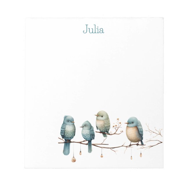 Bloco De Notas Aves Whimsical em Ramificações de Elegância Eterno (Frente)