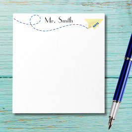 Bloco De Notas Avião de papel em aquarela fofo com nota, personal