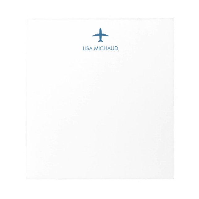 Bloco De Notas Avião Moderno Piloto Personalizado (Frente)