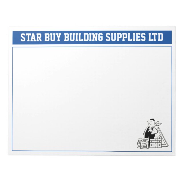 Bloco De Notas Aviso da Empresa de Construção para Personalizar. (Frente)