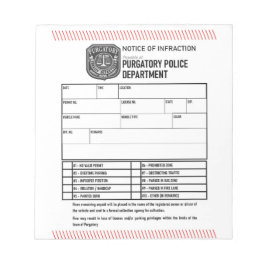 Bloco De Notas Aviso do Departamento de Polícia Purgatório