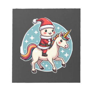 Bloco De Notas Axolote Unicórnio Kawaii Natal Papai Noel Feliz Na