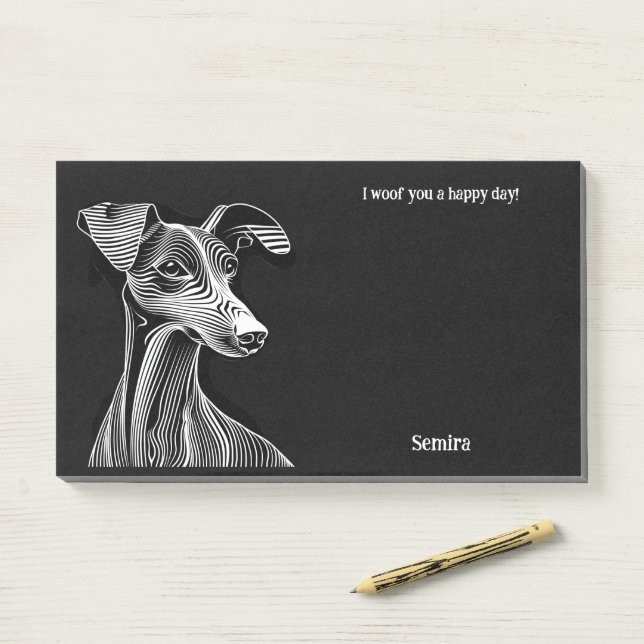 Bloco De Notas Azawakh Abstrato Art Dog Name (Na mesa)