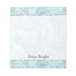 Bloco De Notas Azul Aqua Silver Marble Swirls