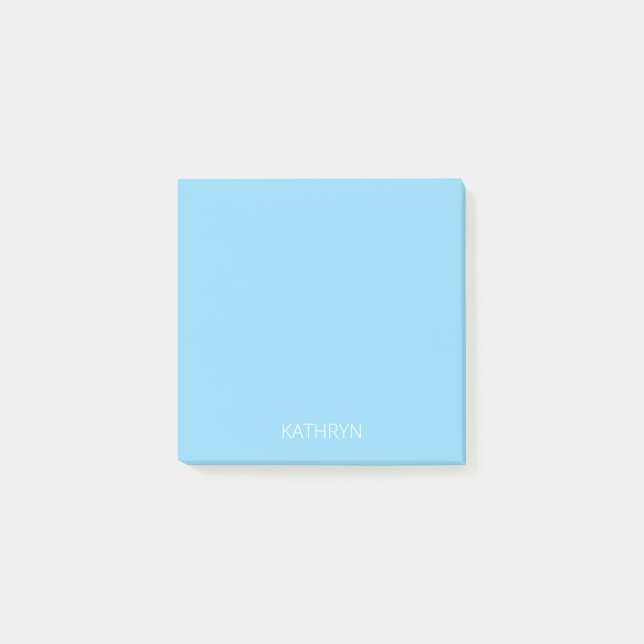 Bloco De Notas azul bebé sólido personalizado (Frente)