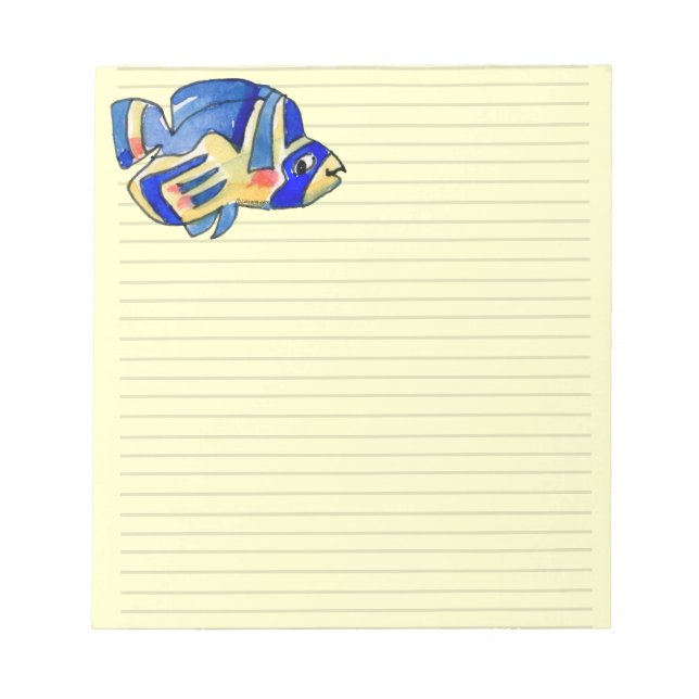 Bloco De Notas Azul Cartoon Butterfly Fish (Frente)