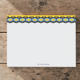 Bloco De Notas Azul Celeste E Amarelo Floral Ensolarado