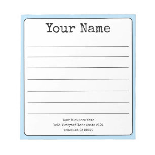Bloco De Notas Azul Celeste Simples Retro Adicione Seu Nome Listr