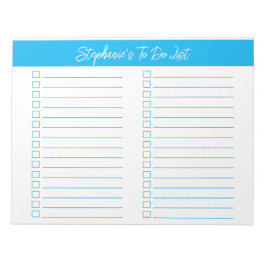 Bloco de Notas Azul Céu Script 8.5x11 Duas Colunas