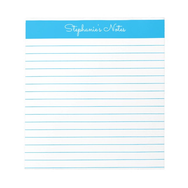 Bloco De Notas Azul Céu Simples Personalizado (Frente)