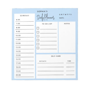 Bloco de Notas Azul Claro Azul do Script Chic do P