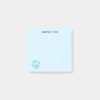 Bloco De Notas Azul Claro Cute Pawprint Personalizável To Do