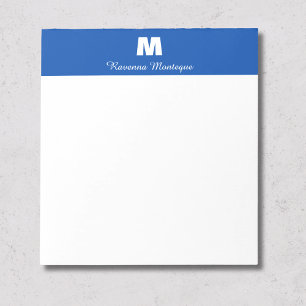 Bloco De Notas Azul Cobalto Nome Personalizado Letra Monograma No