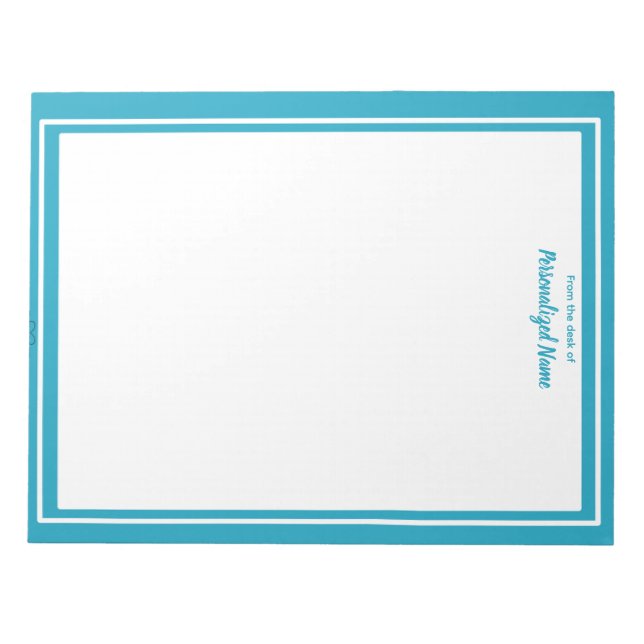 Bloco De Notas Azul de Quadro de Linha Dupla Sem Linha (Frente)